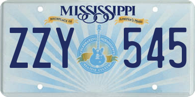 MS license plate ZZY545