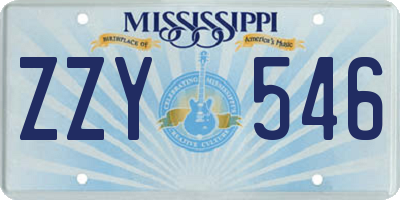 MS license plate ZZY546