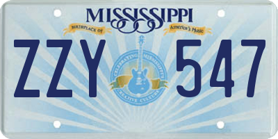 MS license plate ZZY547