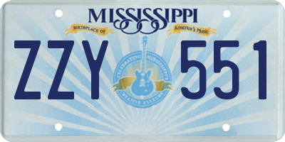 MS license plate ZZY551