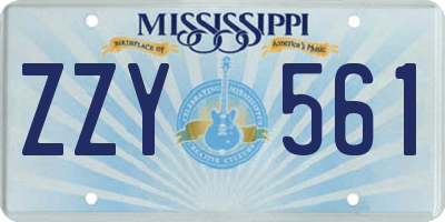 MS license plate ZZY561