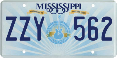 MS license plate ZZY562