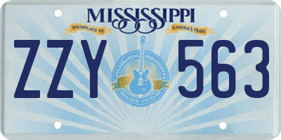 MS license plate ZZY563