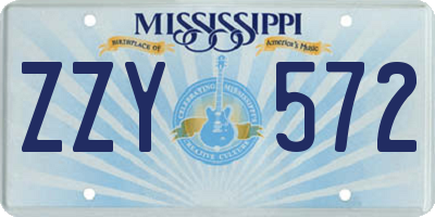 MS license plate ZZY572