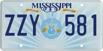 MS license plate ZZY581