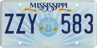 MS license plate ZZY583