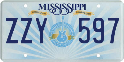 MS license plate ZZY597