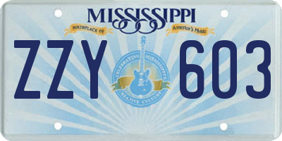 MS license plate ZZY603