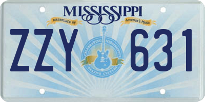 MS license plate ZZY631