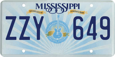 MS license plate ZZY649