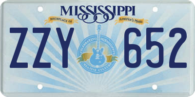 MS license plate ZZY652