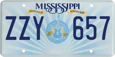 MS license plate ZZY657