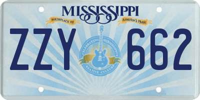 MS license plate ZZY662