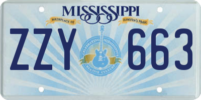 MS license plate ZZY663