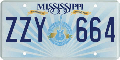 MS license plate ZZY664