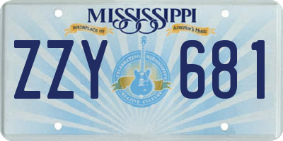 MS license plate ZZY681