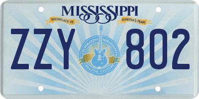 MS license plate ZZY802