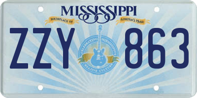 MS license plate ZZY863