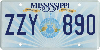 MS license plate ZZY890