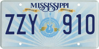 MS license plate ZZY910