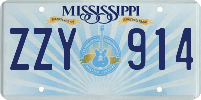 MS license plate ZZY914