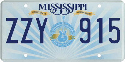 MS license plate ZZY915