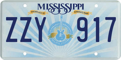 MS license plate ZZY917