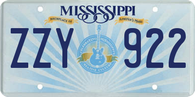 MS license plate ZZY922