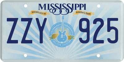 MS license plate ZZY925