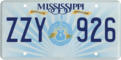 MS license plate ZZY926