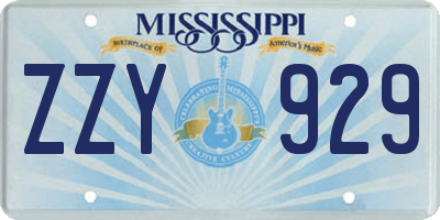 MS license plate ZZY929