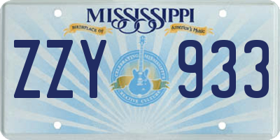 MS license plate ZZY933