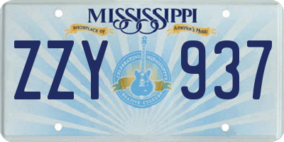 MS license plate ZZY937