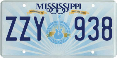 MS license plate ZZY938