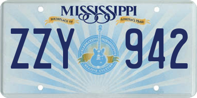 MS license plate ZZY942