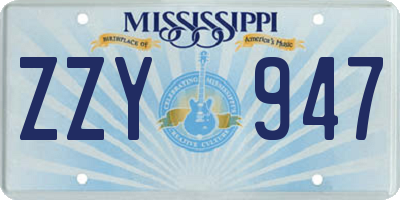 MS license plate ZZY947