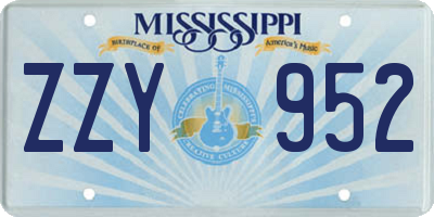 MS license plate ZZY952