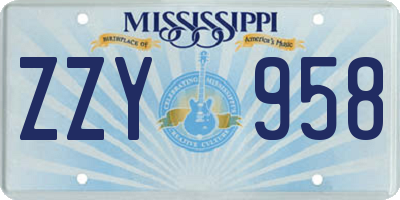 MS license plate ZZY958