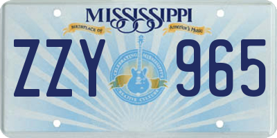 MS license plate ZZY965