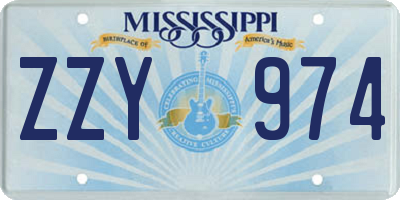 MS license plate ZZY974