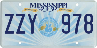 MS license plate ZZY978