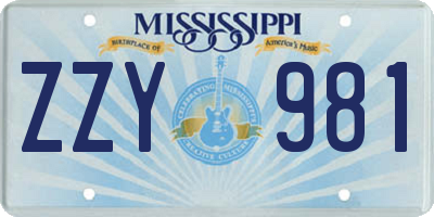 MS license plate ZZY981
