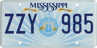 MS license plate ZZY985