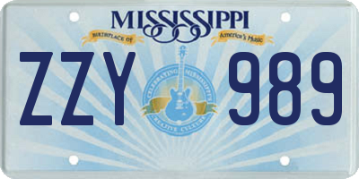 MS license plate ZZY989