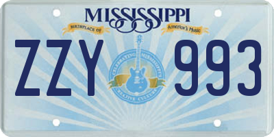 MS license plate ZZY993