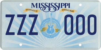 MS license plate ZZZ000