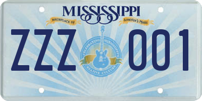 MS license plate ZZZ001