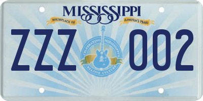 MS license plate ZZZ002