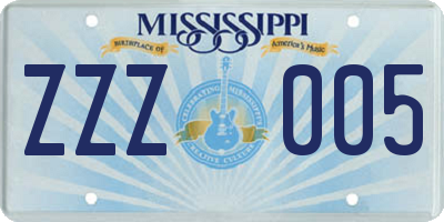 MS license plate ZZZ005