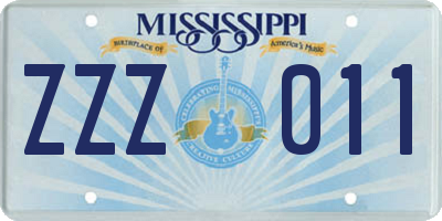 MS license plate ZZZ011